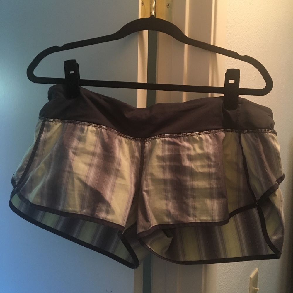 Grey and yellow plaid Lululemon shorts